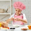 BOUBONI Kids Apron and Chef Hat Set Adjustable Child Art Aprons with 2 Pockets Toddler Chef Hat and Apron for Cooking Baking Painting (Pink)