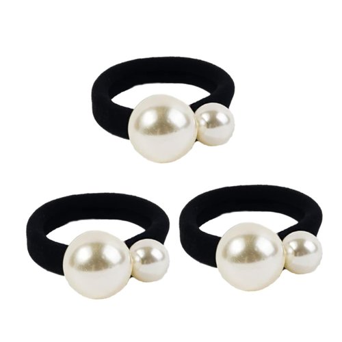 Beavorty 3 Pcs Girl Scrunchies Pearl Scrunchie Pearl Headpiece Hair Ring Headband Hair Rope Elastic Hair Tie Pearl Ponytail Holder Elastic Hair Band Elasticity Bracket Pearl Accessories