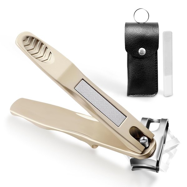 Toe Nail Clippers for Seniors, 360° Rotating Cortauñas Long Handle Fingernail Clipper Ergonomic Nail Cutter for Men Women Premium Steel Nail Trimmer with Nail File for Thick Toenails
