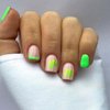 24 Pcs St. Patrick's Day Green Press on Nails Short Square RIICFDD French Fake Nails Glossy Light Green Full Cover False Nails with Cute Shamrock Designs Acrylic Nails for Women Nail Manicure