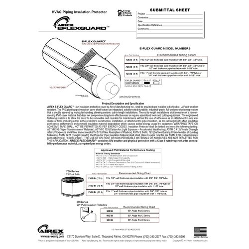 Airex Black 72E-B E-Flex Guard Insulation Protector for Refrigeration Piping Line Set Cover/Protector/Sleeve for 5/8", 3/4" or 7/8" Copper Tubing w/ 1/2" Wall Insulation (6 Feet) Removable & Reusable
