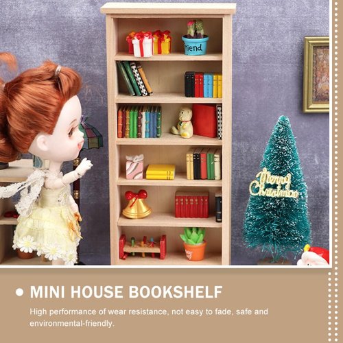 BESPORTBLE 1: 12 Scale Miniatures Dollhouse Bookshelf, Mini Bookshelf for Dolls Mini Wooden Bookcase Display Shelf Bookshelf 6 Floors Dollhouse Bookshelf Dollhouse Furniture Accessories