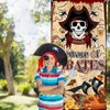 Avezano Beware of Pirates Banner Pirate Party Decorations Jewelry Map Pirates Door Cover Pirate Birthday Party Decorations for Indoor Outdoor