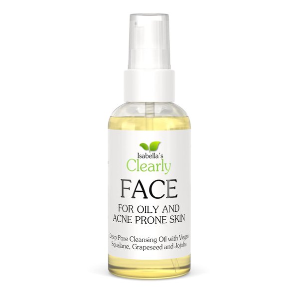 Isabella's Clearly FACE, Natural Deep Pore Cleansing Oil with Jojoba, Grape Seed, Vegan Squalane | Non-Comedogenic Makeup Remover and Face Wash | Water Free, Made in USA