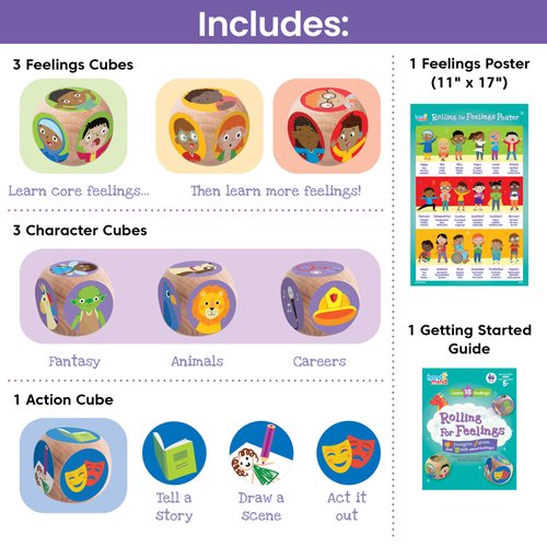 hand2mind Rolling for Feelings Dice Game, Therapy Games, Play Therapy Toys, Social Emotional Learning, Emotional Regulation for Kids, Social Skills Activities for Kids, School Counselor Supplies