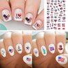 8sheets 4th of July Nail Art Stickers 3D Self-Adhesive American Flag Patriotic Independence Day Nail Decals USA Flags Butterfly Heart Star Nail Design I Love America for Memorial Day DIY Manicure