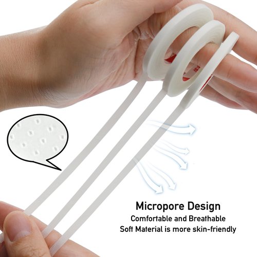 12 Rolls Eyelash Tape, 0.4cm Ultra-Narrow Adhesive Eyelash Extension Tape, Breathable Micropore Fabric Tape for Eyelash Extension Supplies, 0.15" x 10 Yard Each Roll (White)