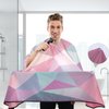 Barber Cape Salon Cape Hairdressing Apron Haircutting Waterproof Geometry Pink for Adults Men Clients with designs Adjustable Neck Closure
