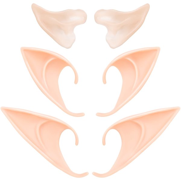 Elf Ears Cosplay Masquerade Accessories - Fairy Pixie Soft Pointed Tips Anime Party Dress Up Costume for Halloween Christmas Party(3 Pairs)