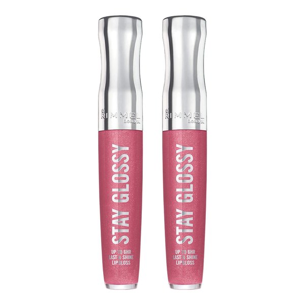 Rimmel Stay Glossy 6HR Lip Gloss, Stay My Rose, 0.18 Fl Oz (Pack of 2)