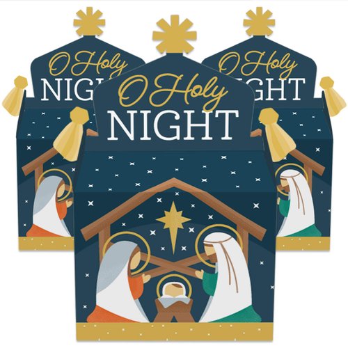 Big Dot of Happiness Holy Nativity - Treat Box Party Favors - Manger Scene Religious Christmas Goodie Gable Boxes - Set of 12