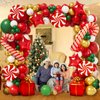 AobkDeco 151PCS Christmas Balloon Garland Arch Kit with Red White Golden Dark Green balloons Candy Foil Balloons Candy Cane Balloons Gift Box Balloons Star Balloons for Christmas Party Decorations