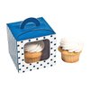 Fun Express - Blue Polka Dot Cupcake Box W/handle - Party Supplies - Containers & Boxes - Paper Boxes - 12 Pieces