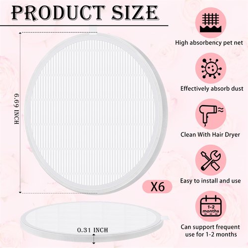 Juexica 6 Pcs Nail Dust Collector Replacement Filter Reusable Dust Filter Nail Dust Collector Filter No Spilling Dust Filter for Nail Dust Machine Manicure Tools Nail Salon Home Use