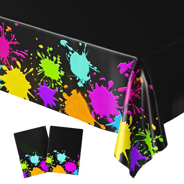 Blue Orchards Glow Party Table Covers (Pack of 2) - 54"x108" XL - Glow Birthday Party Supplies, Art Party Decorations, Glow in The Dark Decorations, Neon Table Cloths, Glow in The Dark Tableware