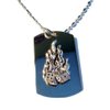 Flaming Dice Gamble Gambling Pewter Emblem Logo Symbols - Military Dog Tag Luggage Tag Key Chain Metal Chain Necklace
