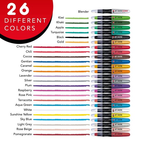 Marabu Watercolor Crayons Set - 26 Buttery Smooth Art Crayons - Ignite Your Imagination with Vivid, Water Soluble Crayons for Mixed Media Journals & Watercolor Paper