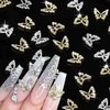 20pcs Butterfly Nail Charms for Acrylic Nails Gold Silver Butterfly Nail Art Jewelry Gems 3D Metallic Butterflies Nail Rhinestones Shiny Butterfly Crystal Charms for Women Nail Art Decoration Supplies