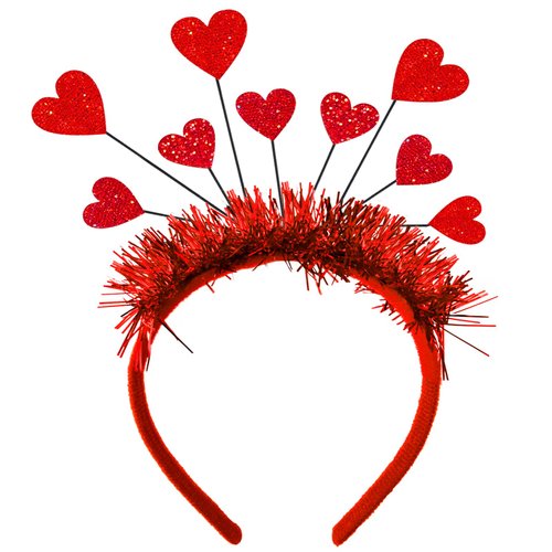 ChristmaxStore Valentine's Day Heart Headband Hair Band Red Hearts Boppers Hairband for Valentine Party Wedding Props