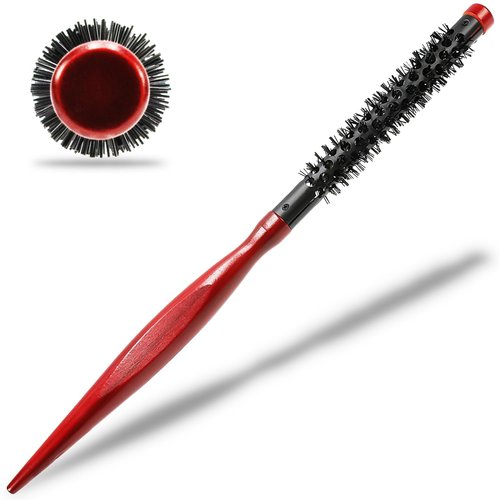 Rimoev Mini Quiff Roller Brush, 1/2 Inch, Portable Curling Brush with Wooden Handle and Nylon Bristles for Short Hair, Travel-Friendly Round Brush for Blow Drying and Curling