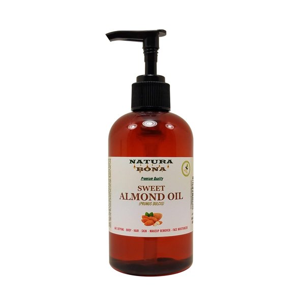 Premium Grade 100% Pure All-Natural Sweet Almond Oil Cold-Pressed; Hexane Free, Non-GMO: Age Defying Face Moisturizer, Anti-Wrinkles & Body Massage Oil; Sourced from Mediterranean Organic Farms, 8.2oz