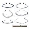 BOYYJING Multi-Style Black Non-slip Metal Hair Hoop and Comb，Metal Hairband for Men and Women Unisex Adjustable Black Wavy Hair Band Non-slip (7pcs)