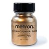 Mehron Makeup Metallic Powder | Metallic Chrome Powder Pigment for Face & Body Paint, Eyeshadow, and Eyeliner 1 oz (28 g) (Gold)
