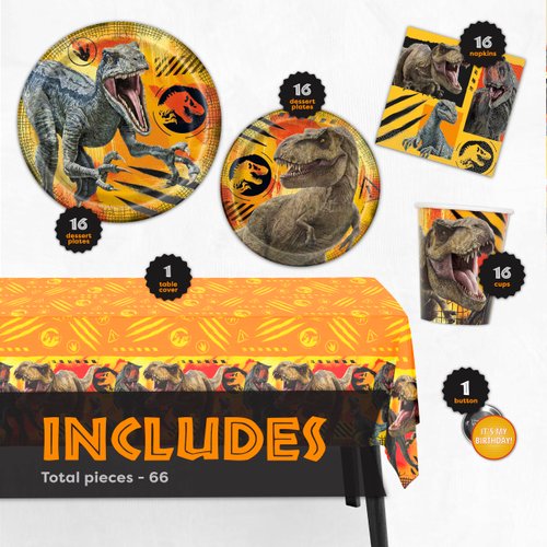 Jurassic World Party Supplies - Tablecover, Plates, cups, Napkins