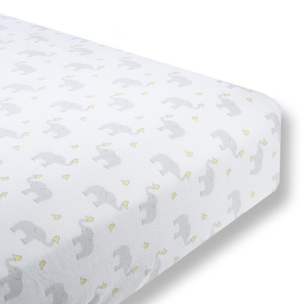 SwaddleDesigns Fitted Crib Sheet/Toddler Sheet, Baby Sleeps Better on Softest Cotton Flannel, Made in USA, Elephant and Pastel Yellow Chickies