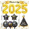 2025 New Years Eve Party Supplies - 10 Pcs Happy New Year Decorations 2025 Foil Balloons NYE Party Decorations Set