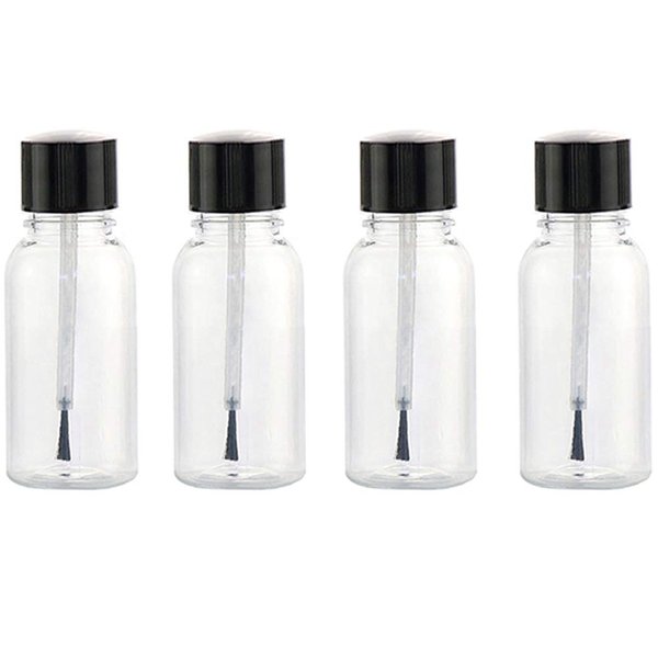 4 Pcs 20ml Empty Refillable Nail Polish Bottles Transparent Glass Nail Varnish Bottles Containers with Brush Cap for Nail Art (20 ml)