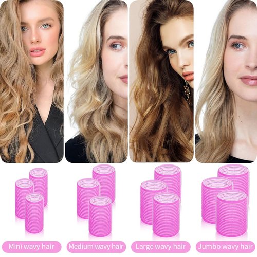 34Pcs Hair Roller Set with Clips, Self-Grip Hair Rollers for Volume, Salon Hairdressing Curlers and DIY Hairstyles, 4 Sizes Rollers Hair Curlers in a Storage Bag
