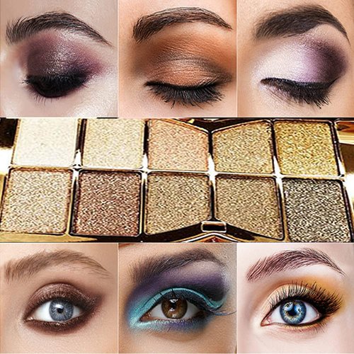 Generic Glitter Eyeshadow Palette,Sparkle Eyeshadow Palette 10 Colors Shimmer Eyeshadow Palette Gold Eyeshadow Shimmer Makeup Palette Highly Shining Pigmented Long Lasting Waterproof for Women