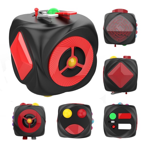 HerMeng Fidget Toys Anti-Stress Fingertip Toys, Decompression Relieve Dice for Autism, Anxiety Relief, Stress Relief (Black-7TH)