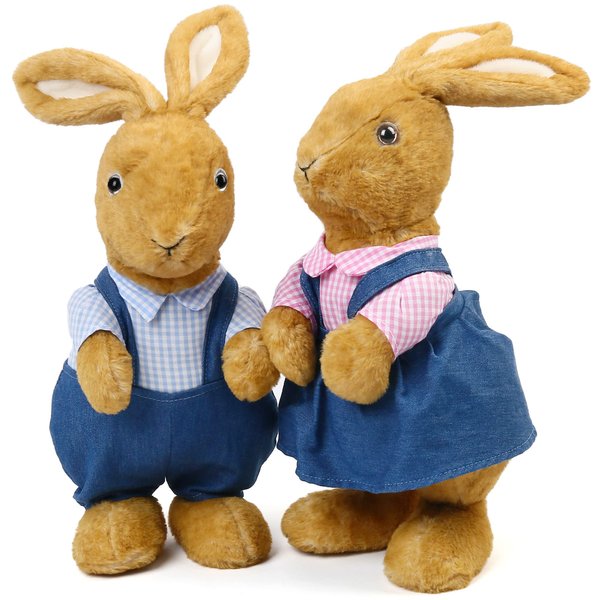 BenBen Bunny Stuffed Animal 12”, Set of 2, Brown Rabbit Plush for Home Decor, Easter Rabbit Stuffed Animal for Kids