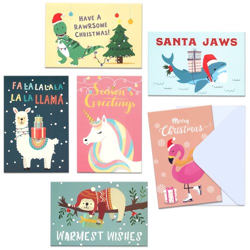 MATICAN Christmas Cards with Envelopes, 48-Count Christmas Cards Boxed, 6 Cute Animal Designs, 4 x 6 Inches, Blank Inside Christmas Cards Bulk, Holiday Xmas Greeting Cards…