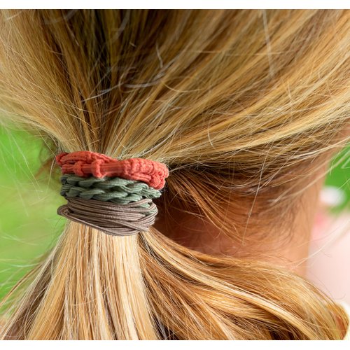 Boho Hair Ties for Women, Boho Hair Accessories, Hair Tie Bracelet Orange Green Black, Boho Ponytail Holders, Elastic Hair Ties for Thin or Thick Hair, Hair Bands for Ponytails, Boho Hair Tie
