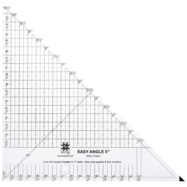 EZ Quilting, 10.5" Simplicity Triangle Ruler and Quilting Template, 10 Inches, Clear, Black