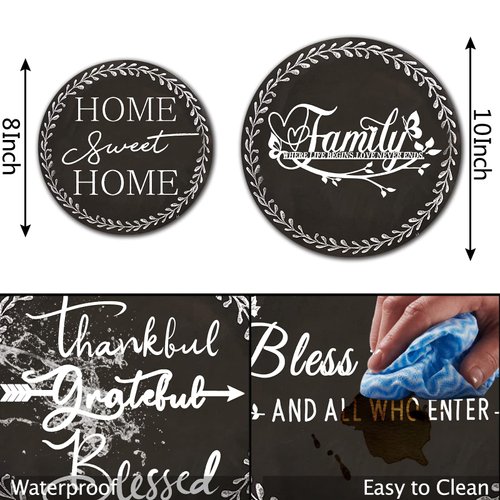 Tucocoo 4 Pieces Family Round Stove Burner Covers Set,2 Pieces 8 Inches and 2 Pieces 10 Inches,Black Gas Stove Burner Covers,Electric Stove Burner Covers,Home Sweet Home Metal Stove Burner Cover Kits