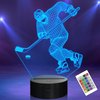 Hockey Stuff Gifts for Kids Boys, Ice Hockey Player 3D Lamp LED Night Light for Boys Men Bedroom Decor, Hockey Accessories Gifts for Sports Fan