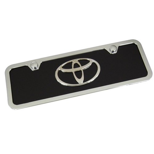 Au-TOMOTIVE GOLD Toyota Chrome Logo On Mini Black License Plate + Frame
