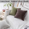 Home Brilliant Decorative Pillowcases Striped Chenille Velvet Plush Square Throw Pillow Cover Sofa Cushion Covers for Couch, Set of 2, 18x18 inch (45cm), Brown