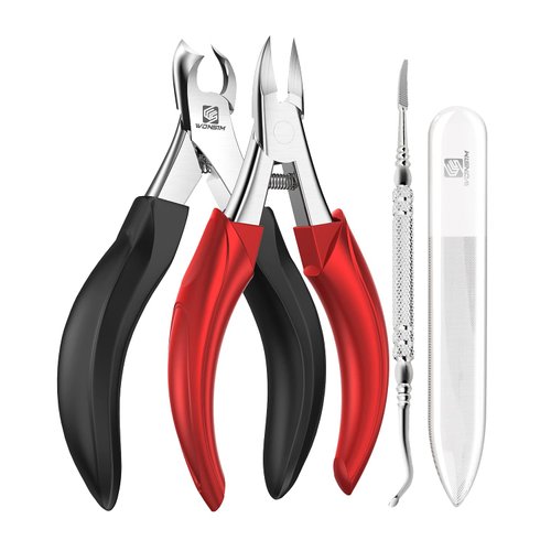 WONSIM Toenail Clippers for Thick Nails, Podiatrist Nail Clippers with Surgical Stainless Steel Sharp Curved Blades, Professional Thick or Ingrown Toe Nail Clippers for Seniors, Men and Women