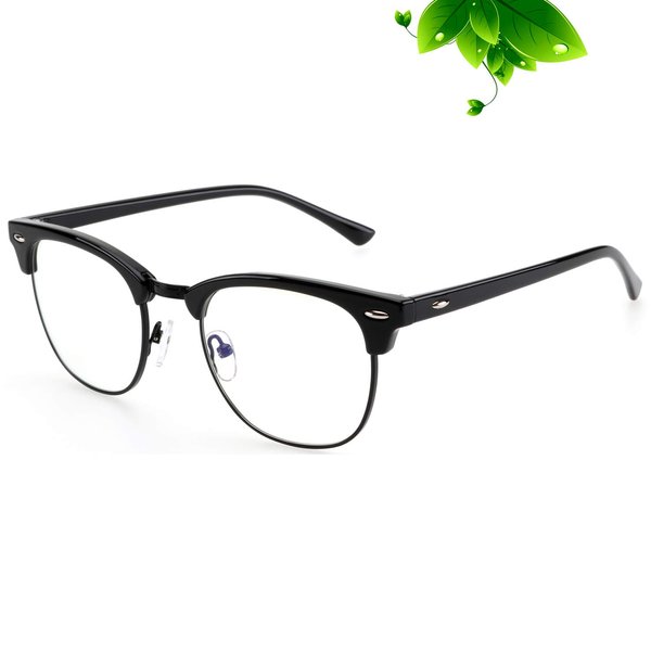 Blue Light Blocking Glasses Classic Semi Rimless Clear Lens Anti Eyestrain Computer Gaming Glasses for Men Women