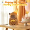 CozyWorld Cute Capybara Plush,Kawaii Capybara Stuffed Aniamls with Happy Birthday Hat Bow,Cute Birthday Capybara Plush,Soft Capybara Plushies Toy Birthday Gifts Party Decoration for Kids,10 inch