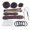 iFlyMars 3 Pieces Hair Donut Bun Makers, 2 Pieces Foam Sponge Bun Shapers, 1 Pieces Magic French Twist Hairstyle Clip,2 Snap Bun Makers,10 pieces Hair Elastic Bands, 20 pieces Hair Pins (Brown)