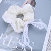 Andelaisi Boho Bow Hair Scrunchies Lace Elastic Scrunchies Vintage Lace Elastic Hair Rope Big Scrunchy Lace Bands Rope Ponytail Holder Hair Accessories for Women(White)