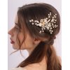 BERYUAN Wedding Flower Leaves Hair Comb Pearls Rrhinestone Crystal Wedding Headpiece Gold Flowers Leaves Pearls Wedding Hair Comb Gold Wedding Bridal Hair Comb for Brides Bridesmaid