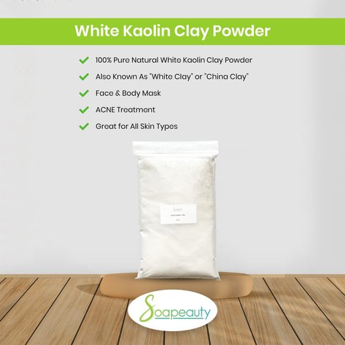 Soapeauty WHITE KAOLIN CLAY Powder | Cosmetic Grade 100% Natural | Facials, Face Mask, Soap Making, Bath Bomb | aka White Clay Powder, China Clay Powder | (8 OZ)