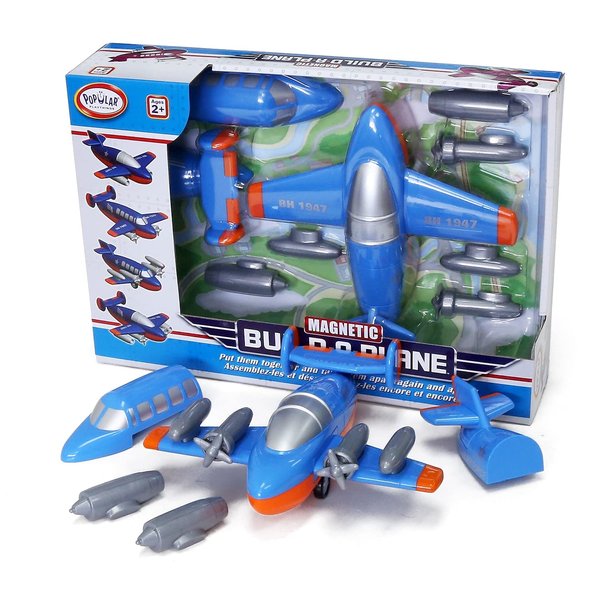 Magnetic Build-a-Plane Magnetic Toy Play Set, 12 Pieces, Colors May Vary,White